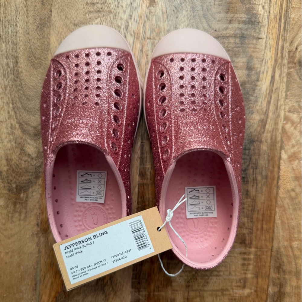 NWT Native Shoes - Jefferson Bling Rose Pink, C8